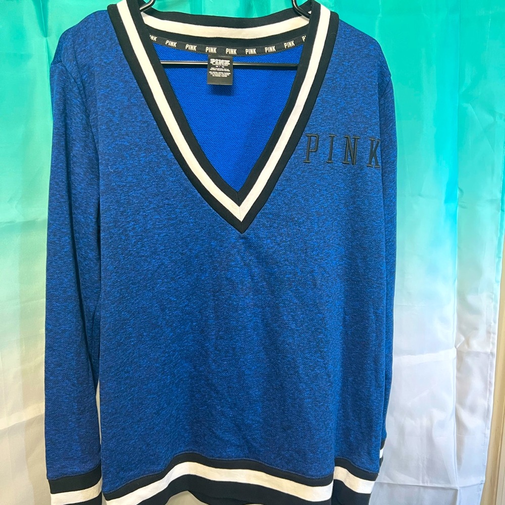 Victoria’s Secret PINK Varsity Crew V-Neck Sweater Pullover